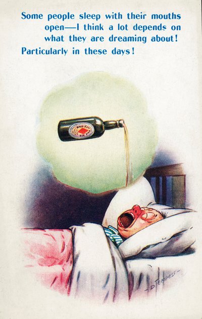 Alcoholism: Man Sleeping with His Mouth Open Dreaming of Beer by Douglas Tempest