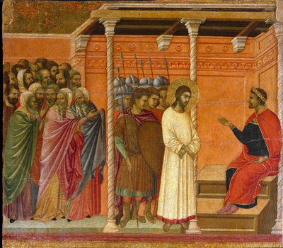 The second interrogation of Christ by Pontius Pilate (Back of the Maesta altarpiece) by Duccio di Buoninsegna