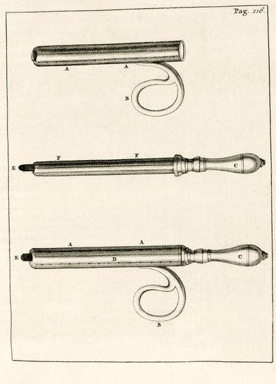An assortment of Abscess Syringes, from Exercitationes Practicae circa Medendi Methodum by Frederik Dekkers, 1694 by Dutch School