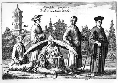 Chinese priests and monks, from China Illustrated by Athanasius Kircher (1601-80) by Dutch School