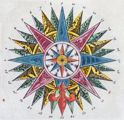 Compass Rose, from a Blaue Atlas, published in Amsterdam by Dutch School