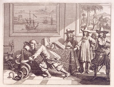 Dealing with a Cobra which has Invaded the Dutch Officers Rooms, 1672 by Dutch School