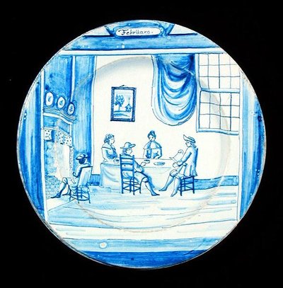 Delftware Plate Depicting the Month of February by Dutch School