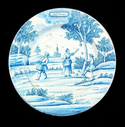 Delftware Plate Depicting the Month of September by Dutch School