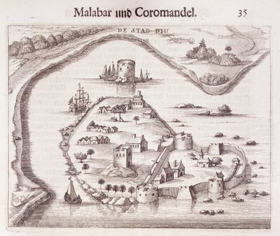Dutch fort on the coast of Malabar, East Indies by Dutch School