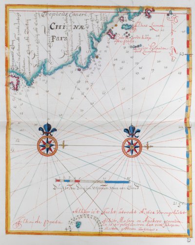 Map showing a very small part of the coast of China by Dutch School