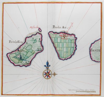 Map showing two of the Banda islands by Dutch School