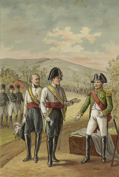 Meeting of Napoleon and Emperor Francis II of Austria after the Battle of Austerlitz, 1805 by Dutch School