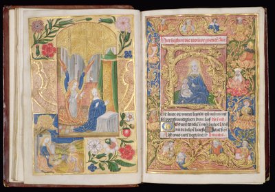 The Annunciation and Virgin and Child, miniatures from a Book of Hours, Use of Utrecht, c.1500-20 by Dutch School