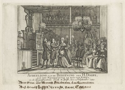 Remonstrant baptism of African woman in Delft by Dutch School