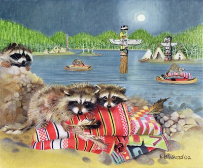 Racoons, 2000 by E.B. Watts