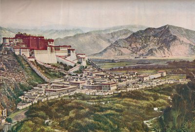 Frowning Cliffs of Lihasas Red-Walled Palace Set Perfectly On Its Hill, c1935 by ENA
