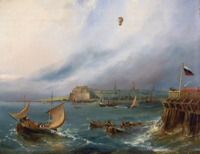 The First Balloon Crossing of the English Channel, 7th January 1785, c.1840 by E.W. Cocks