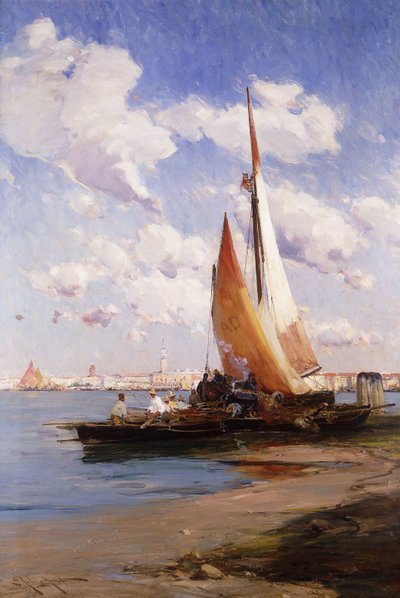 Fishing Craft with the Rivere degli Schiavoni, Venice by E. Aubrey Hunt