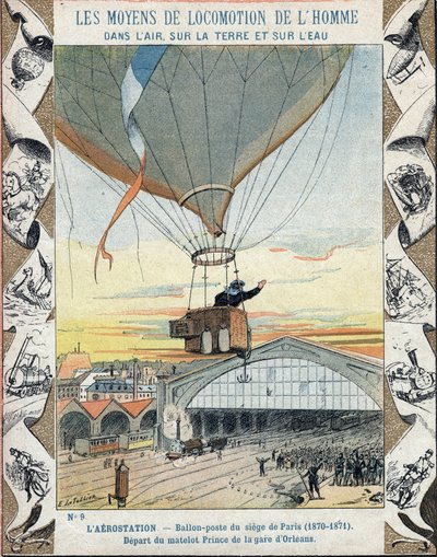 War of 1870 - Siege of Paris: balloon post - departure of the sailor Prince from the Gare d