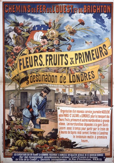 Transport by train from Paris to London, end of the 19th century by E. Nerme