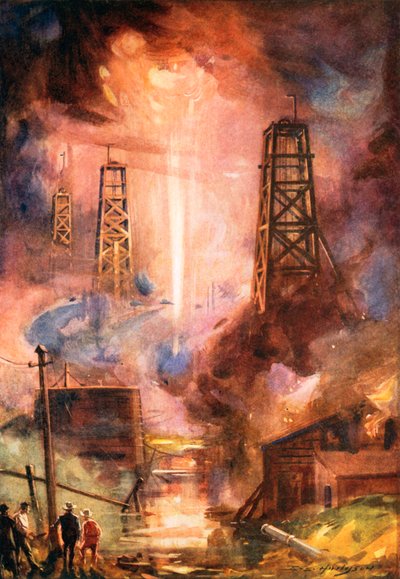 A Blaze in the Oil Field by E. S. (after) Hodgson
