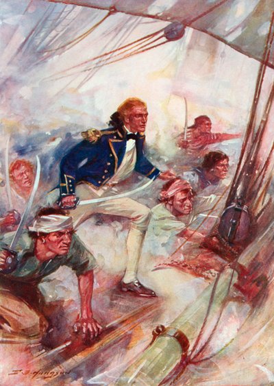 Nelson Boarding the "San Josef," at the Battle of St Vincent, February 14th by E. S. (after) Hodgson