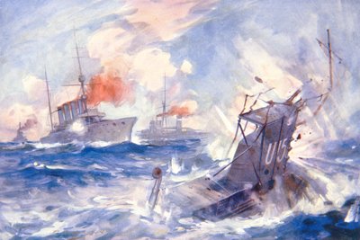 The Sinking of the German Submarine U15 by HMS Birmingham by E. S. (after) Hodgson