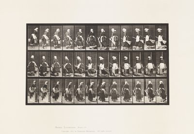 Turning to Ascend Stairs, Bucket of Water & Broom in Hands by Eadweard Muybridge