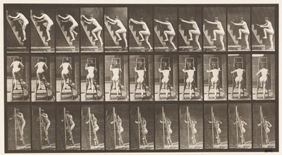 Plate 110. Ascending Stepladder, Two Steps at a Time by Eadweard Muybridge