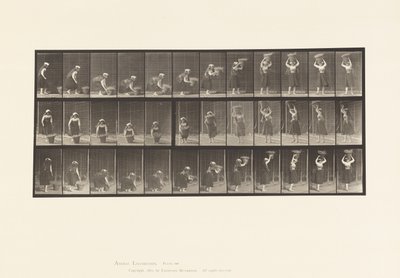 Lifting 30 lb Basket from Ground to Head, Turning by Eadweard Muybridge