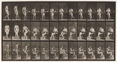 Plate 238. Sitting on Chair, Crossing Legs, Drinking from Tea Cup by Eadweard Muybridge