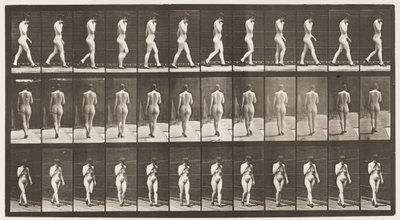 Walking, Right Hand at Chin, High-Heeled Shoes On by Eadweard Muybridge