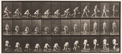Kneeling on Left Knee, Basket in Left Hand, and Rising, 1872-1885 by Eadweard Muybridge