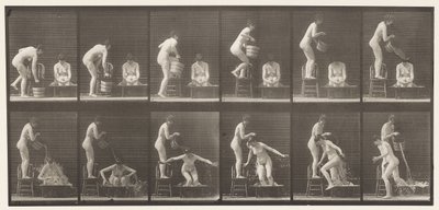 Plate 406. Two Models, Pouring Bucket of Water Over One by Eadweard Muybridge