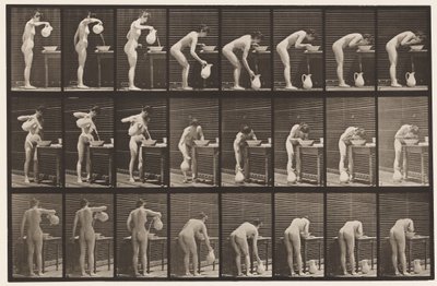 Plate 413. Pouring Water in Basin and Washing Face by Eadweard Muybridge