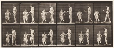 Plate 450. Two Models, 8 Brings Cup of Tea, 1 Takes Cup & Drinks by Eadweard Muybridge
