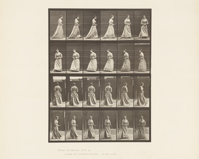Walking and Turning Around Bouquet in Both Hands by Eadweard Muybridge