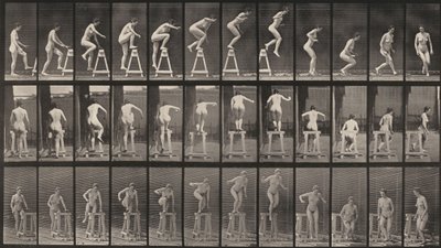 Plate Number 171. Stepping Up on a Trestle, Jumping Down and Turning by Eadweard Muybridge