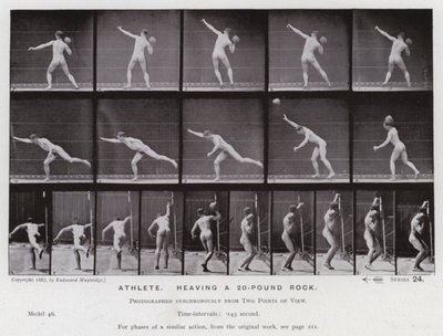 The Human Figure in Motion: Athlete, heaving a 20-pound rock by Eadweard Muybridge