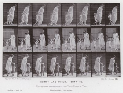 The Human Figure in Motion: Woman and child, Running by Eadweard Muybridge