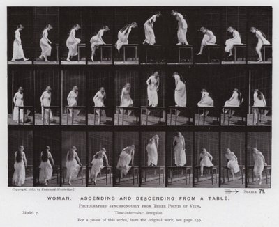 The Human Figure in Motion: Woman, ascending and descending from a table by Eadweard Muybridge