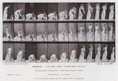 The Human Figure in Motion: Woman, lifting and carrying child by Eadweard Muybridge