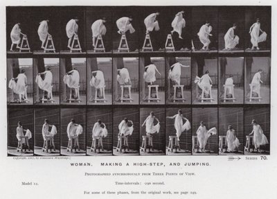 The Human Figure in Motion: Woman, making a high-step, and jumping by Eadweard Muybridge
