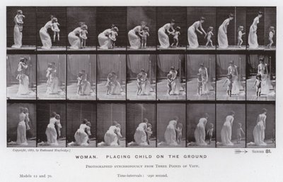 The Human Figure in Motion: Woman, placing child on the ground by Eadweard Muybridge
