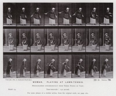 The Human Figure in Motion: Woman, playing at lawn-tennis by Eadweard Muybridge