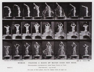 The Human Figure in Motion: Woman, poring a basin of water over her head by Eadweard Muybridge