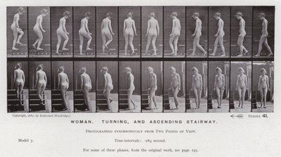 The Human Figure in Motion: Woman, turning, and ascending stairway by Eadweard Muybridge