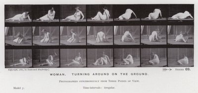 The Human Figure in Motion: Woman, turning around on the ground by Eadweard Muybridge