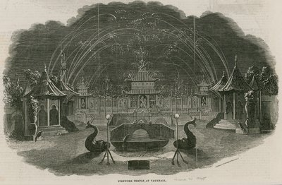 Fireworks Temple at Royal Vauxhall Gardens, London by Ebenezer Landells
