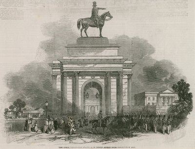 The great Wellington statue and Arch as it would appear from Constitution Hill by Ebenezer Landells