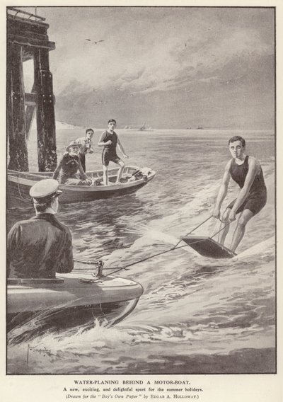 Water-planing behind a motor boat by Edgar Alfred (after) Holloway