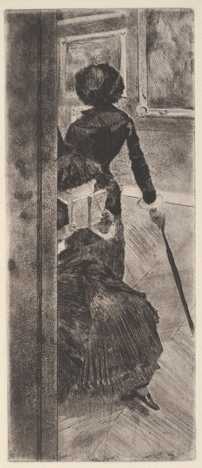 At the Louvre: Painting by Mary Cassatt by Edgar Degas