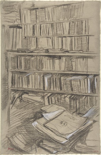 Bookshelves, Study for "Edmond Duranty" by Edgar Degas