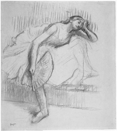 Dancer Resting with a Fan by Edgar Degas